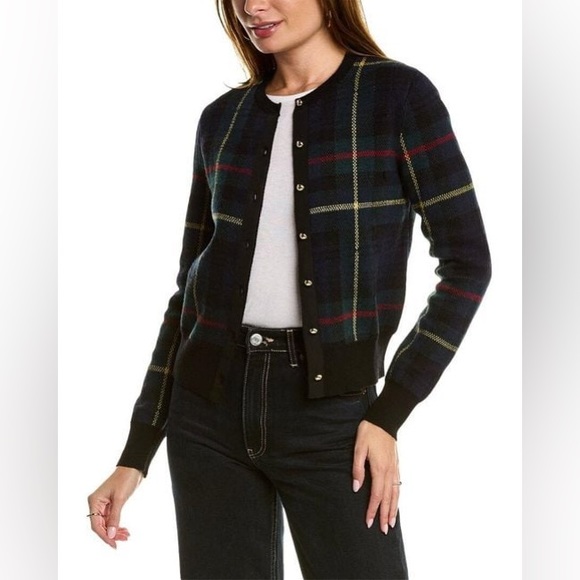 Brand new Brooks Brothers Plaid Wool-blend Cardigan M Cardigans